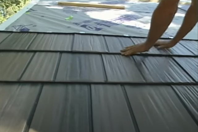 Installing metal slate roofing